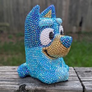 Blue and Gold Rhinestone Dog Figurine